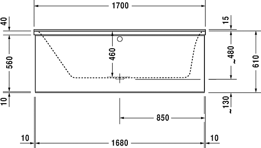 Ванна акриловая 170x75 Duravit P3 Comforts 700375 с ножками 790100 - duravit shop
