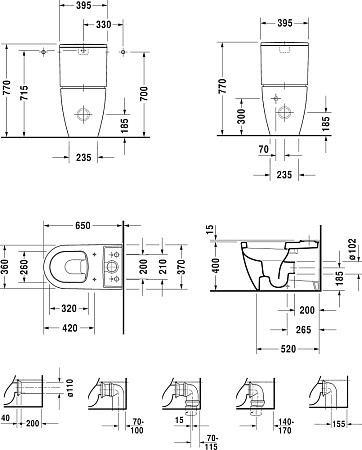 Унитаз-компакт Duravit ME by Starck 2170090000 с бачком ME by Starck 0938100005 подключение снизу слева - duravit shop