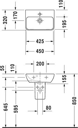 Раковина 45 см Duravit ME by Starck 0719450000 - duravit shop