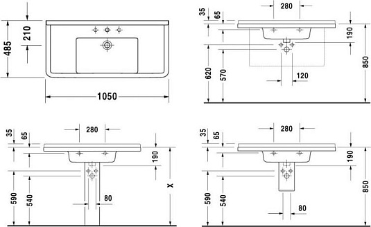 Раковина 85 см Duravit Starck-3 0304800000 - duravit shop