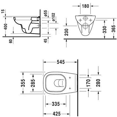 Инсталляция TECE c унитазом Duravit D-code 45351900A1 (25350900002), подвесной, с вертикальным смывом + 0067310000 D-Code крышка-сиденье, петли - нерж.сталь - duravit shop