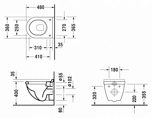 Инсталляция TECE c унитазом Duravit Starck 3 220209, подвесной укороченный, комплект - duravit shop