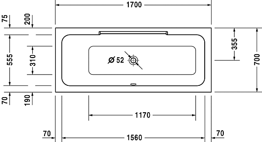 Ванна акриловая 170x70 Duravit Durastyle 700294 - duravit shop