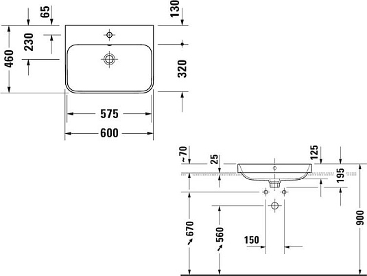 Раковина 60 см Duravit Happy D.2 Plus 2360601300 чёрный - duravit shop