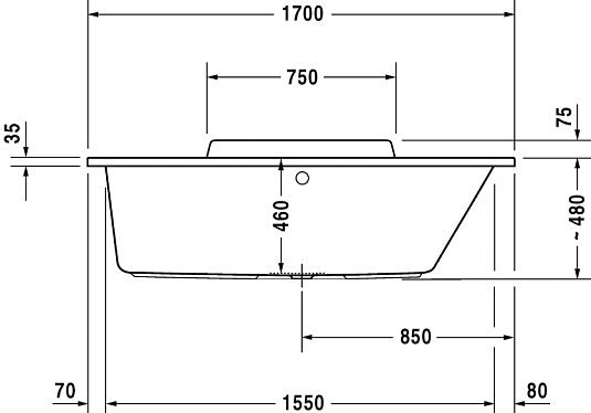 Ванна акриловая 170x70 Duravit Durastyle 700295 - duravit shop