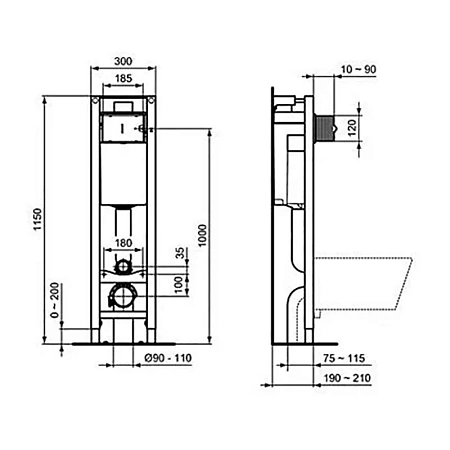 Инсталляция Ideal Standard узкая с унитазом Duravit Starсk 3 45270900A1, сиденье микролифт, комплект - duravit shop