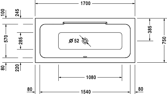 Ванна акриловая 170x75 Duravit Durastyle 700296 с ножками 790100 - duravit shop