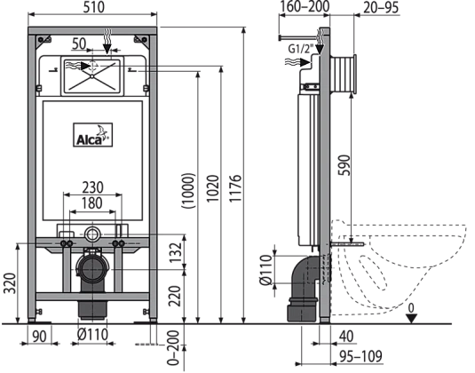 Инсталляция Alcaplast с унитазом Duravit STARCK 3 2227090000, сиденье микролифт, комплект - duravit shop