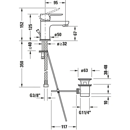 Смеситель для раковины Duravit  A11010001010 хром - duravit shop