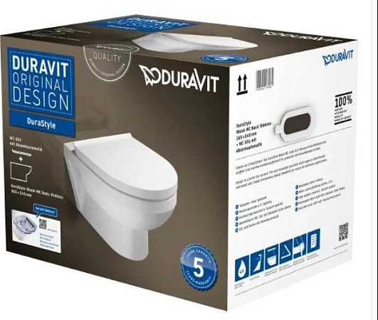 Подвесной унитаз Duravit DuraStyle 45620900A1 безободковый с сиденьем микролифт - duravit shop