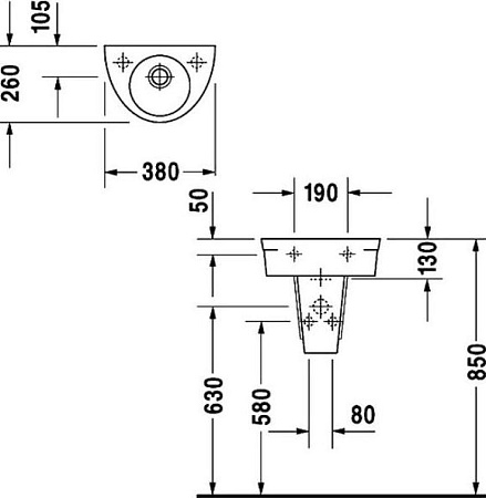 Рукомойник Duravit Starck 2 0761380000 - duravit shop