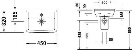 Рукомойник Duravit Starck 3 0750450000 (45 см) - duravit shop