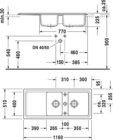 Кухонная мойка Duravit Cassia 116 7513111900, бежевый - duravit shop