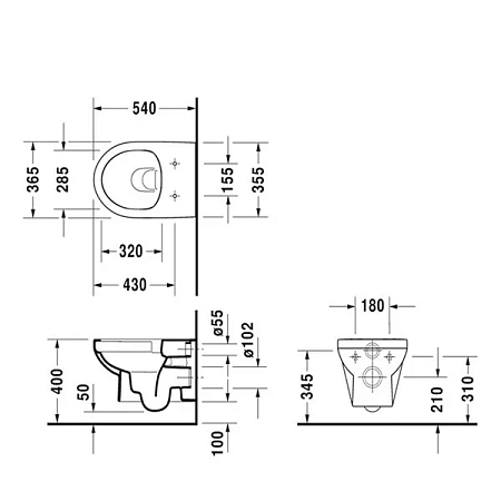 Подвесной унитаз Duravit DuraStyle Basic Rimmless 2562090000, безободковый с крышкой-сиденьем SoftClose 0020790000 - duravit shop