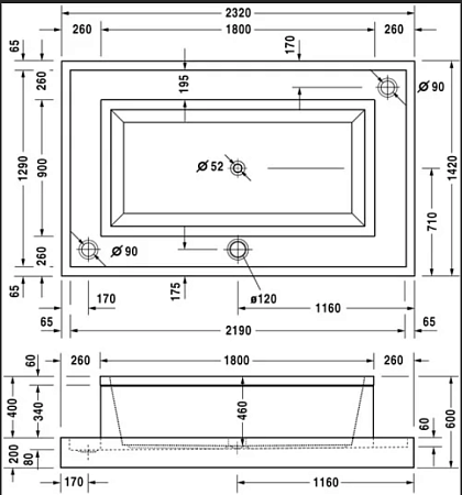 Акриловая ванна Duravit Starck-X 232х142 70005700000100 - duravit shop