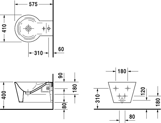 Подвесное биде Duravit Starck 1 02741500001-WG с антигрязевым покрытием - duravit shop